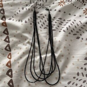 Multi-Strand Black Beaded Necklace - Women Jewelry